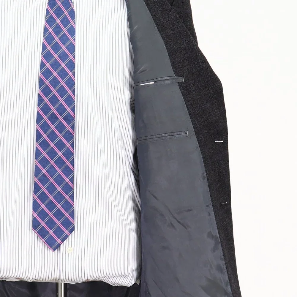Calvin Klein 42L Gray Check 2-Button Sport Coat Blazer Jacket V099